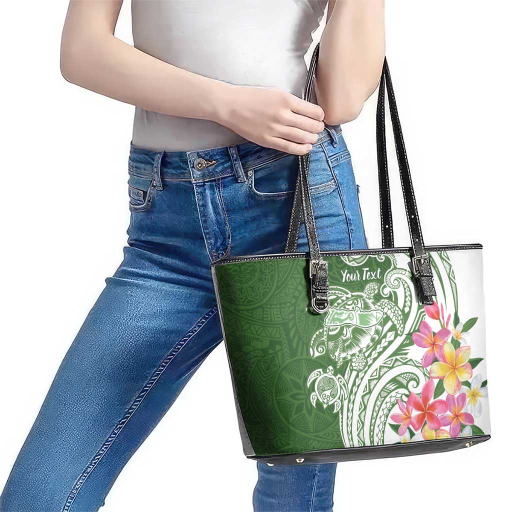 Aloha Molokai Island Personalized Leather Tote Bag Sage Dreamy Turtle LT7 - Polynesian Pride
