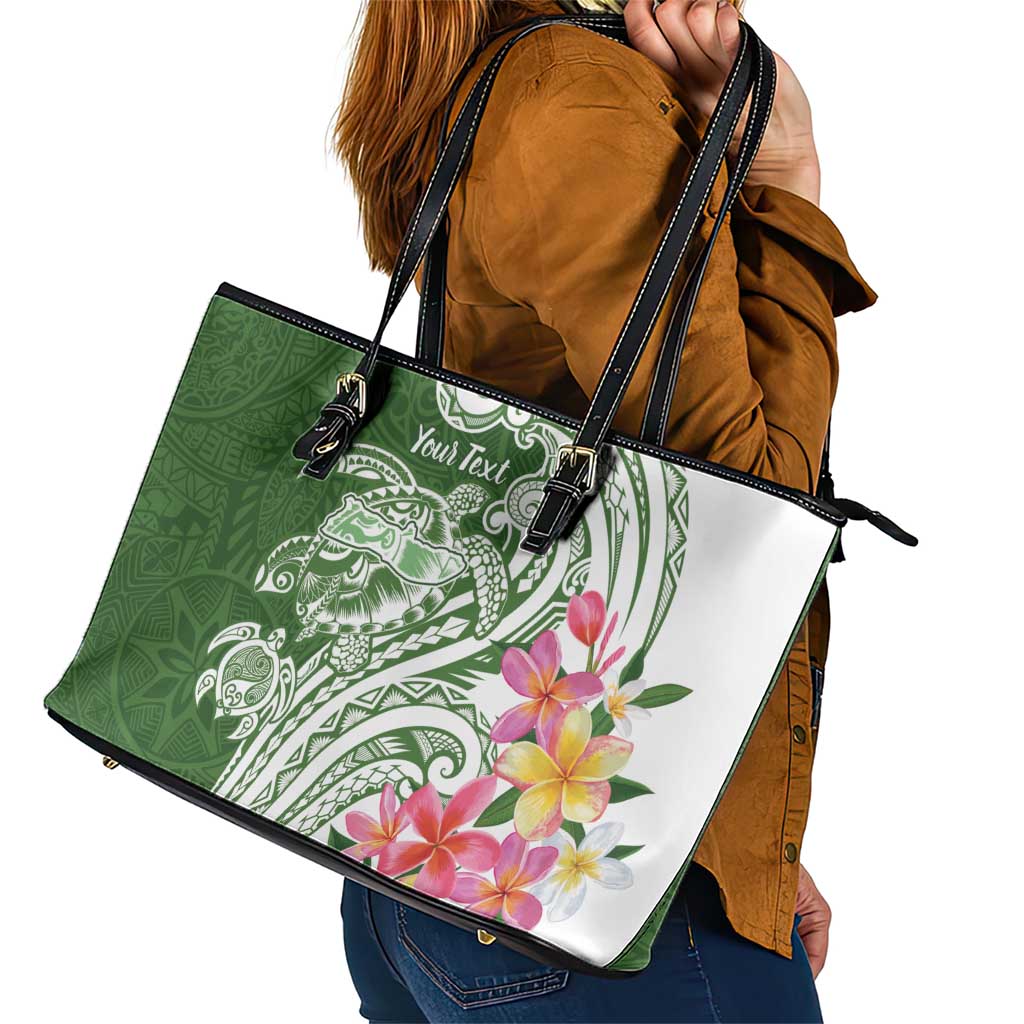Aloha Molokai Island Personalized Leather Tote Bag Sage Dreamy Turtle LT7 - Polynesian Pride