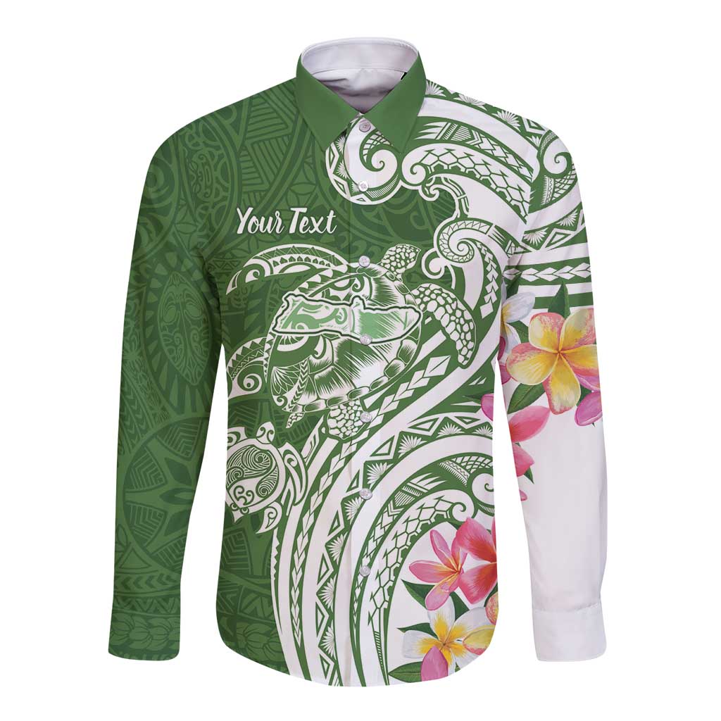 Aloha Molokai Island Personalized Long Sleeve Button Shirt Sage Dreamy Turtle LT7 Unisex Sage Green - Polynesian Pride