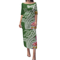 Aloha Molokai Island Personalized Puletasi Sage Dreamy Turtle LT7 Long Dress Sage Green - Polynesian Pride