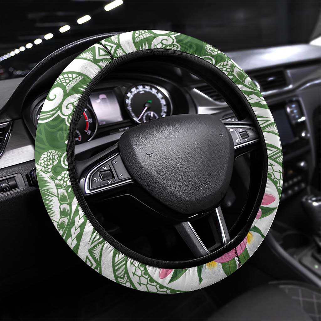 Aloha Molokai Island Steering Wheel Cover Sage Dreamy Turtle LT7 Universal Fit Sage Green - Polynesian Pride