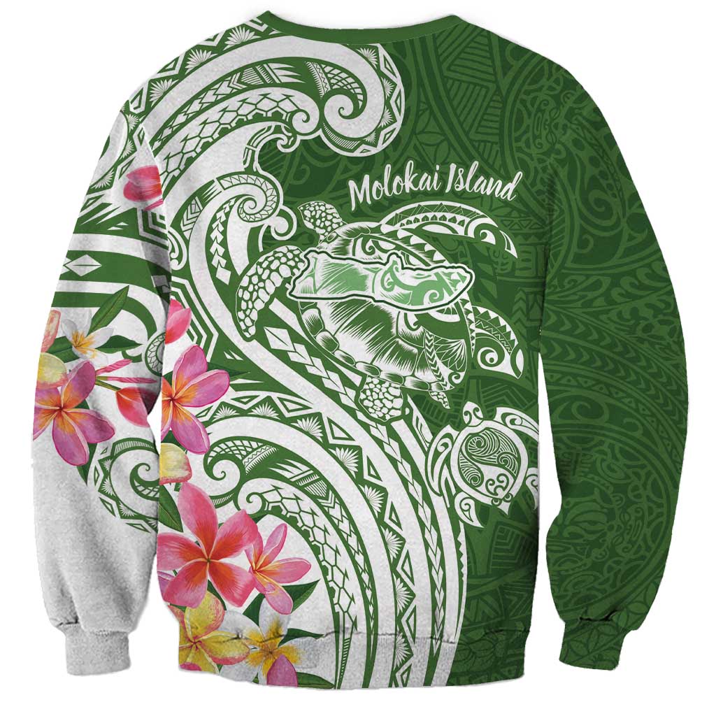 Aloha Molokai Island Personalized Sweatshirt Sage Dreamy Turtle LT7 - Polynesian Pride