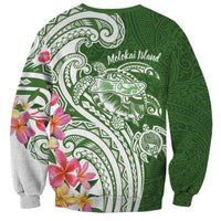 Aloha Molokai Island Personalized Sweatshirt Sage Dreamy Turtle LT7 - Polynesian Pride