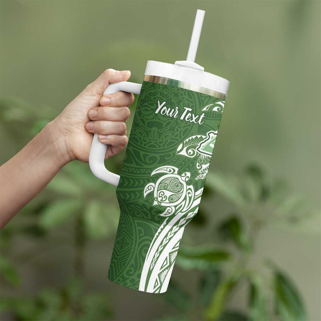 Aloha Molokai Island Personalized Tumbler With Handle Sage Dreamy Turtle LT7 - Polynesian Pride