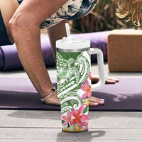 Aloha Molokai Island Personalized Tumbler With Handle Sage Dreamy Turtle LT7 - Polynesian Pride