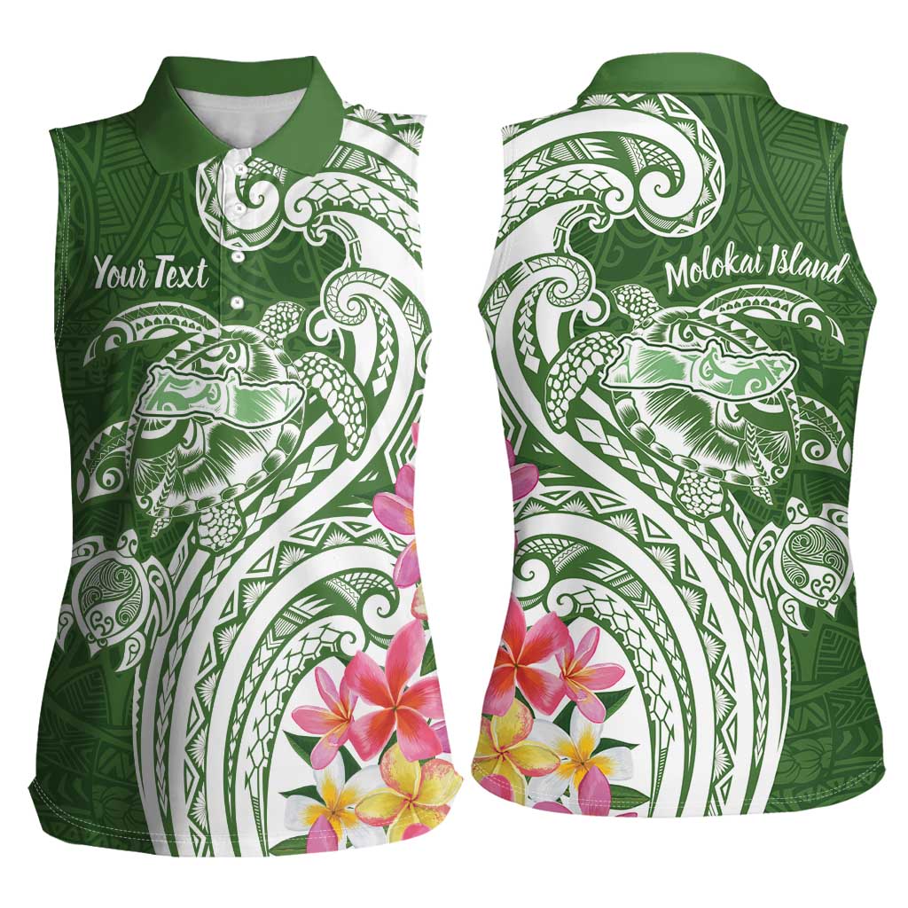 Aloha Molokai Island Personalized Women Sleeveless Polo Shirt Sage Dreamy Turtle LT7 - Polynesian Pride