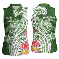 Aloha Molokai Island Personalized Women Sleeveless Polo Shirt Sage Dreamy Turtle LT7 - Polynesian Pride