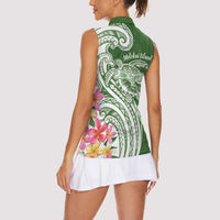 Aloha Molokai Island Personalized Women Sleeveless Polo Shirt Sage Dreamy Turtle LT7 - Polynesian Pride