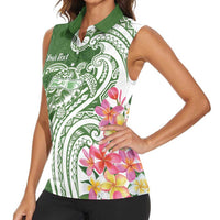 Aloha Molokai Island Personalized Women Sleeveless Polo Shirt Sage Dreamy Turtle LT7 - Polynesian Pride