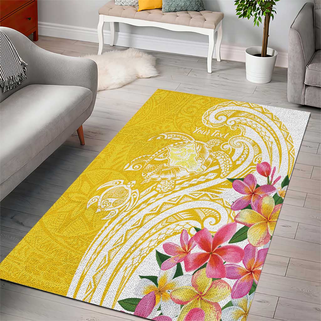 Aloha Oahu Island Personalized Area Rug Yellow Dreamy Turtle