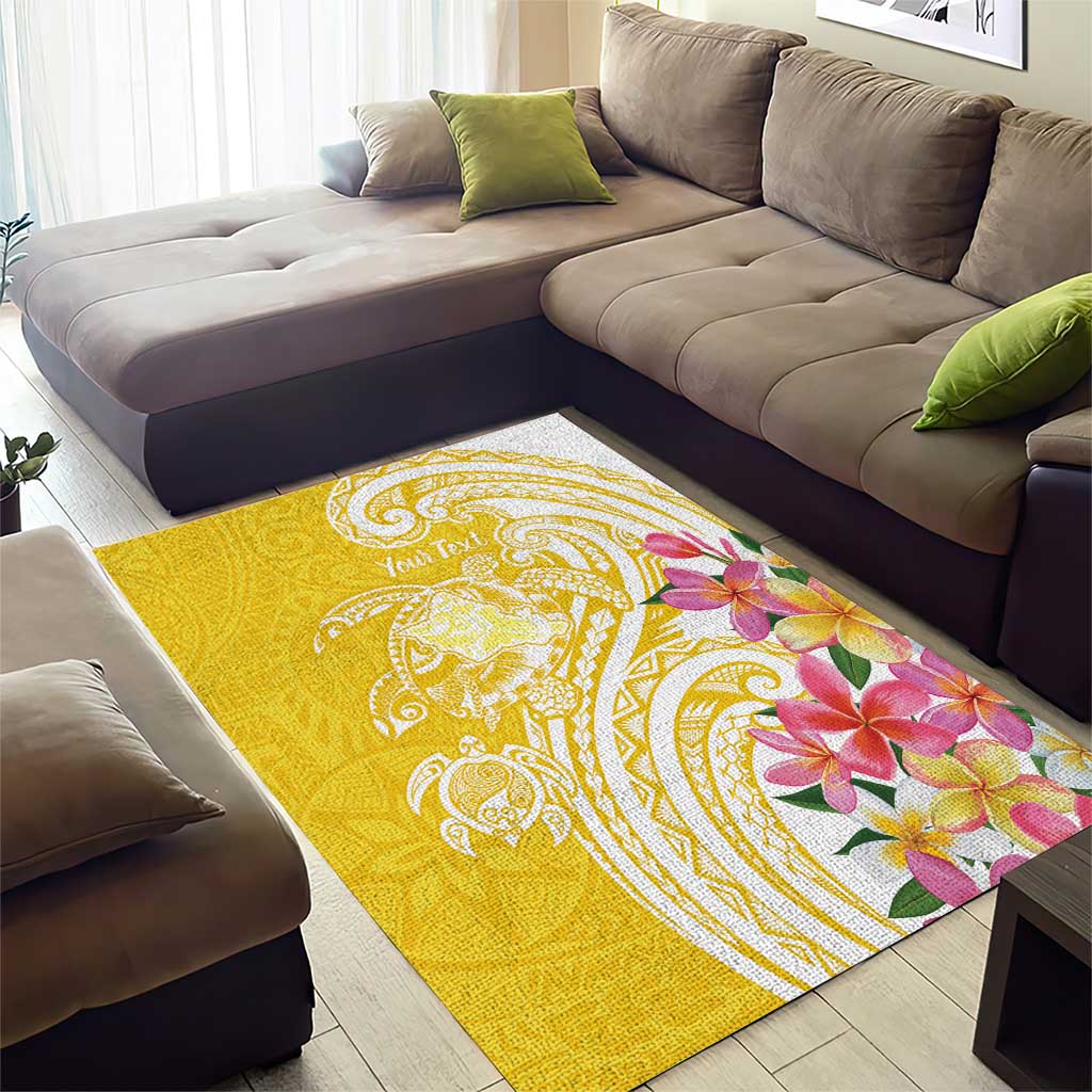 Aloha Oahu Island Personalized Area Rug Yellow Dreamy Turtle