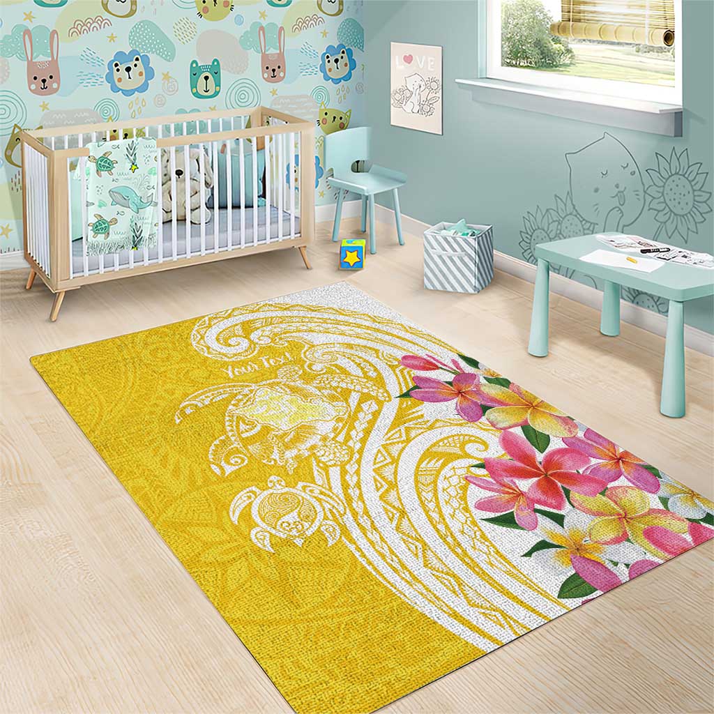 Aloha Oahu Island Personalized Area Rug Yellow Dreamy Turtle