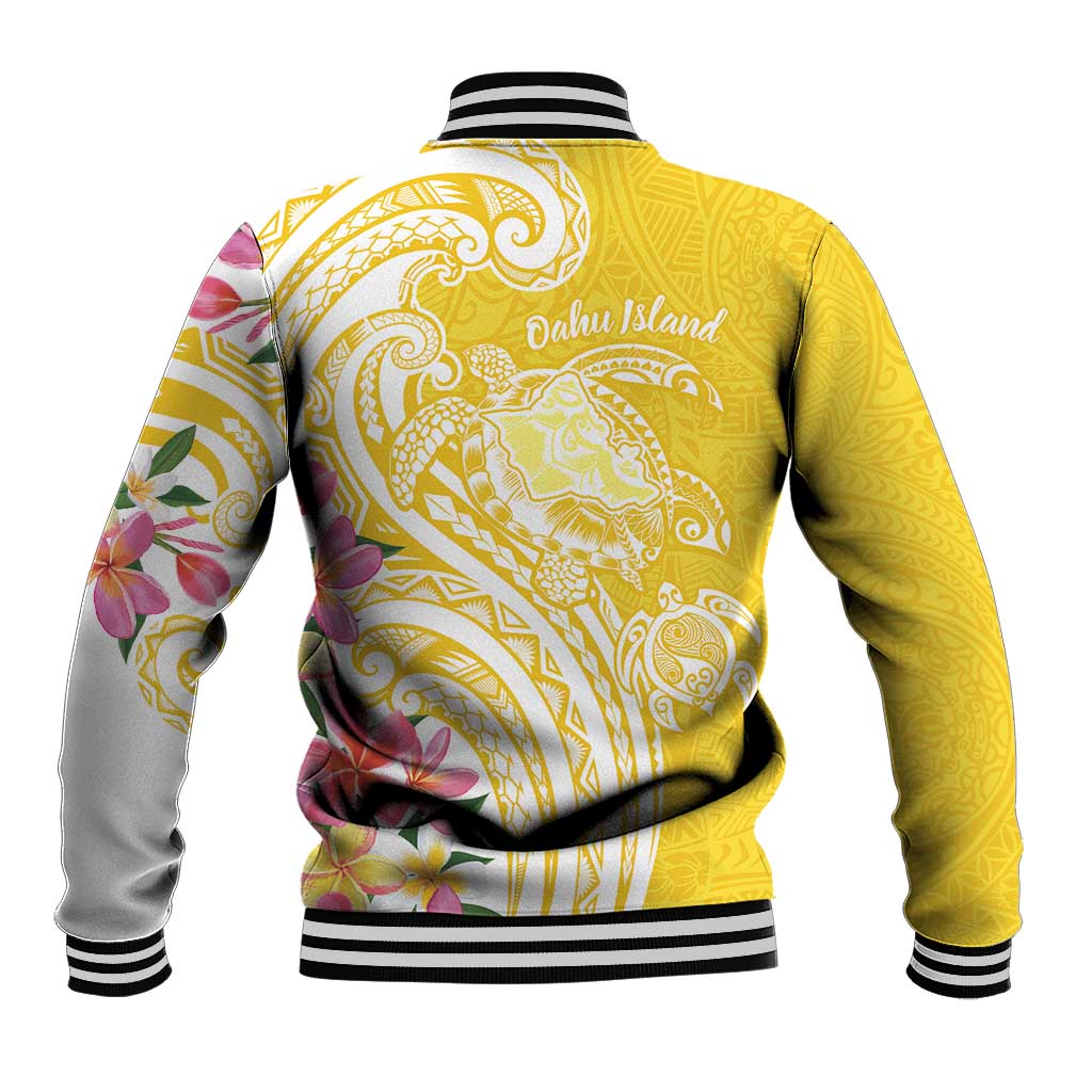 Aloha Oahu Island Personalized Baseball Jacket Yellow Dreamy Turtle LT7 - Polynesian Pride