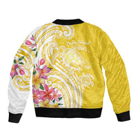 Aloha Oahu Island Personalized Bomber Jacket Yellow Dreamy Turtle LT7 - Polynesian Pride