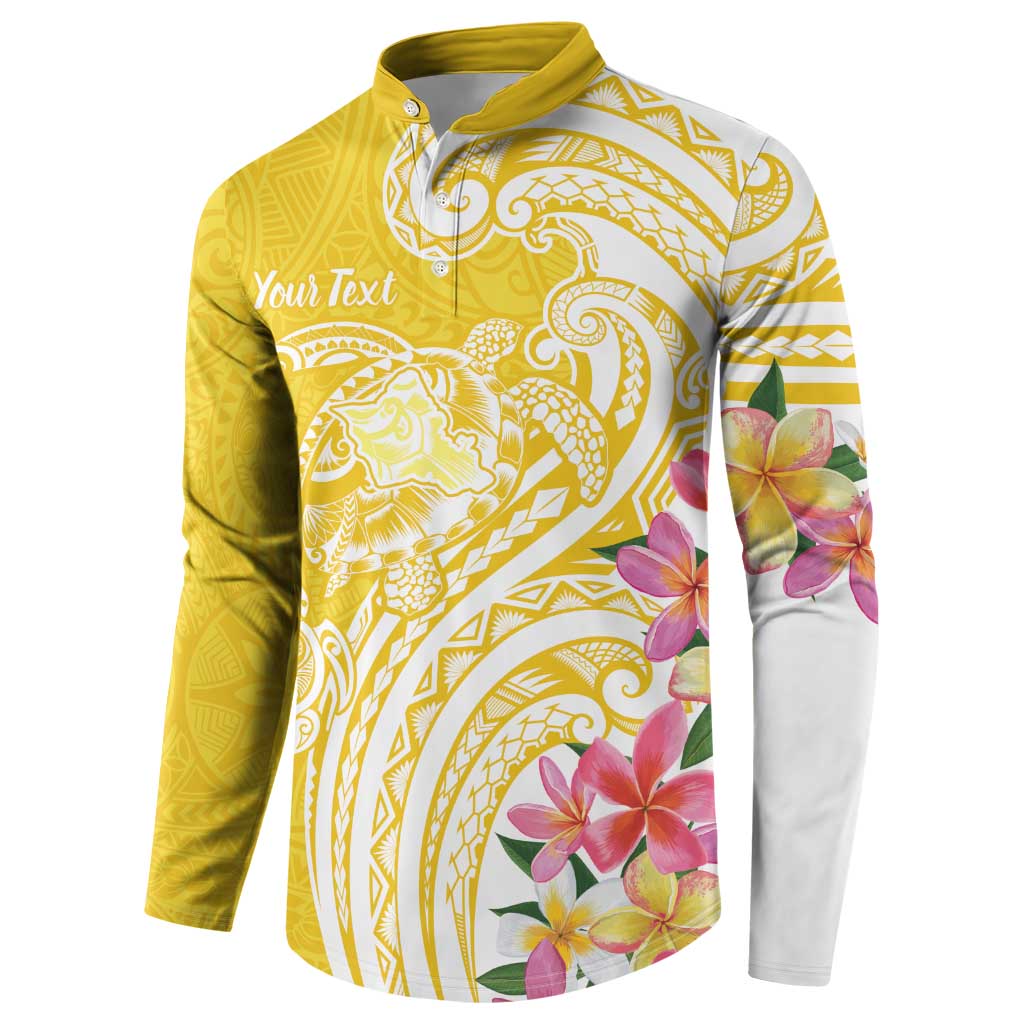 Aloha Oahu Island Personalized Button Sweatshirt Yellow Dreamy Turtle LT7 - Polynesian Pride