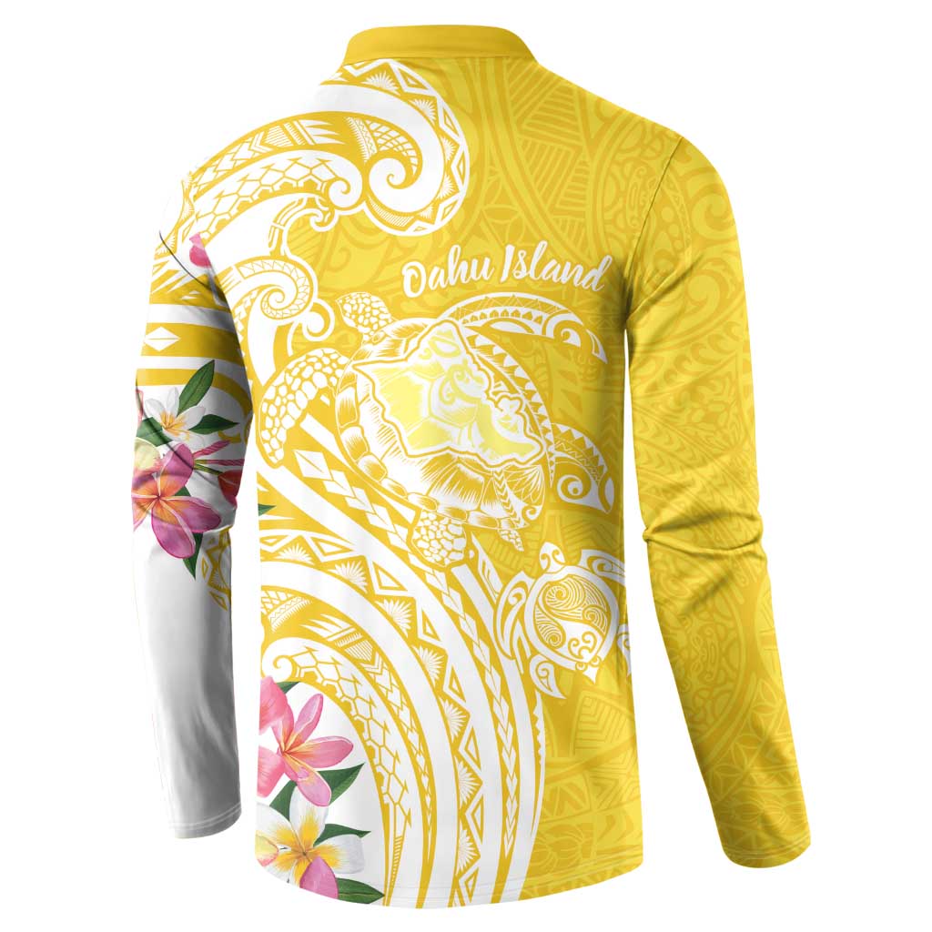 Aloha Oahu Island Personalized Button Sweatshirt Yellow Dreamy Turtle LT7 - Polynesian Pride
