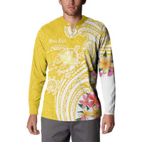 Aloha Oahu Island Personalized Button Sweatshirt Yellow Dreamy Turtle LT7 - Polynesian Pride