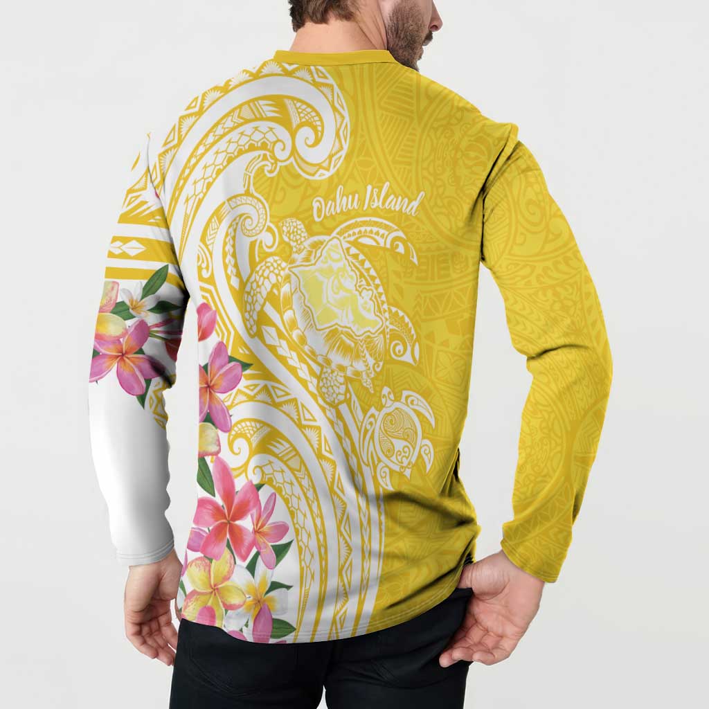 Aloha Oahu Island Personalized Button Sweatshirt Yellow Dreamy Turtle LT7 - Polynesian Pride