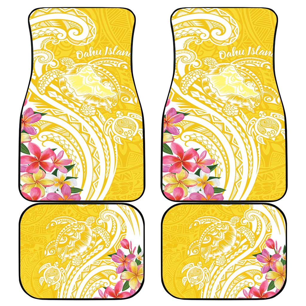 Aloha Oahu Island Personalized Car Mats Yellow Dreamy Turtle