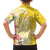 Aloha Oahu Island Personalized Family Matching Off The Shoulder Long Sleeve Dress and Hawaiian Shirt Yellow Dreamy Turtle