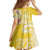 Aloha Oahu Island Personalized Family Matching Off The Shoulder Long Sleeve Dress and Hawaiian Shirt Yellow Dreamy Turtle