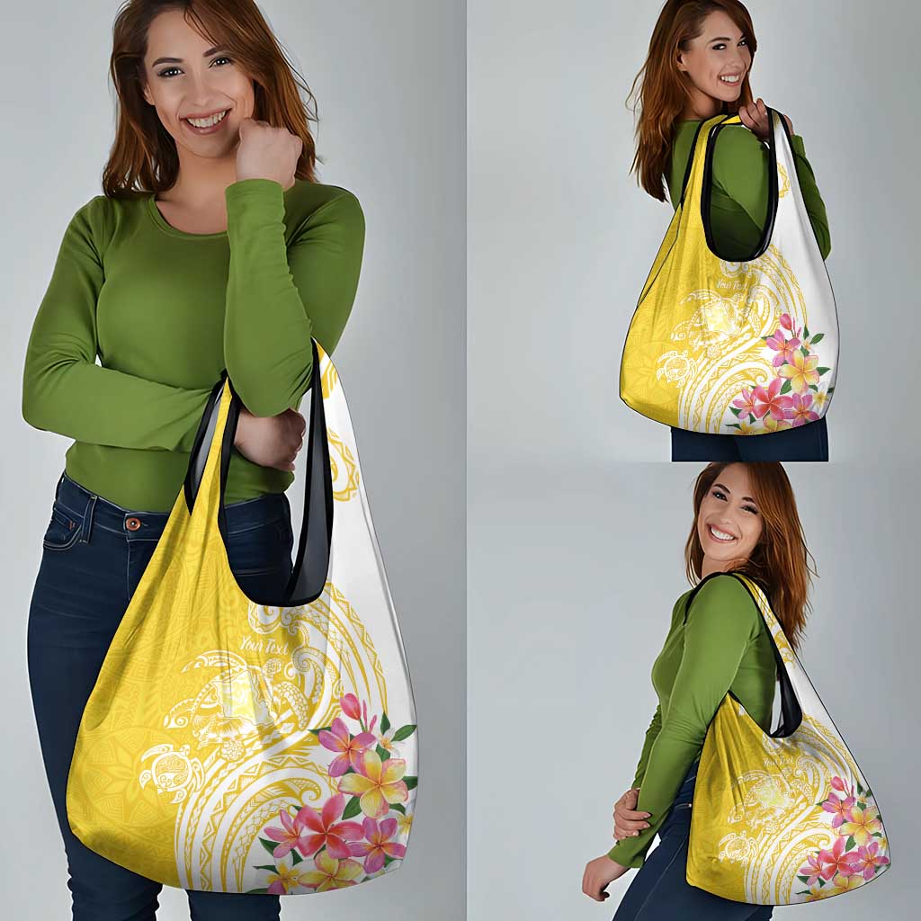 Aloha Oahu Island Personalized Grocery Bag Yellow Dreamy Turtle