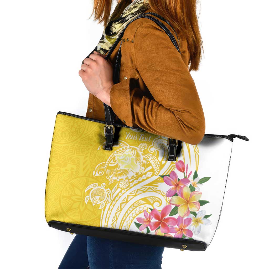 Aloha Oahu Island Personalized Leather Tote Bag Yellow Dreamy Turtle LT7 Yellow - Polynesian Pride