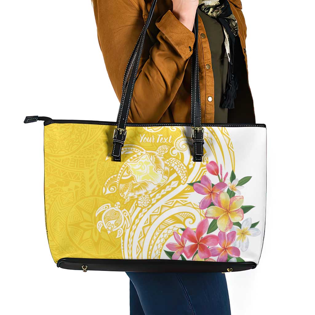 Aloha Oahu Island Personalized Leather Tote Bag Yellow Dreamy Turtle LT7 - Polynesian Pride