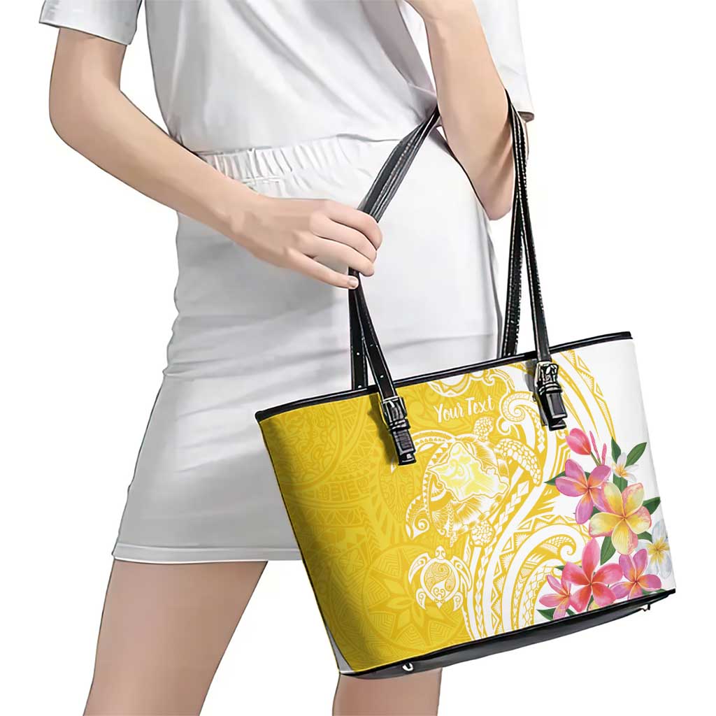 Aloha Oahu Island Personalized Leather Tote Bag Yellow Dreamy Turtle LT7 - Polynesian Pride