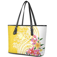 Aloha Oahu Island Personalized Leather Tote Bag Yellow Dreamy Turtle LT7 - Polynesian Pride