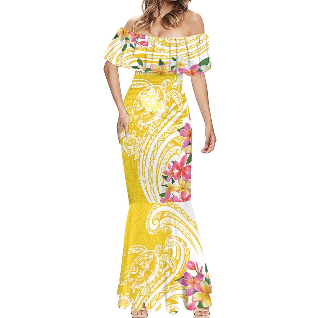 Aloha Oahu Island Personalized Mermaid Dress Yellow Dreamy Turtle