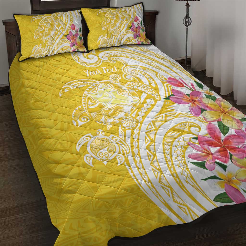 Aloha Oahu Island Personalized Quilt Bed Set Yellow Dreamy Turtle