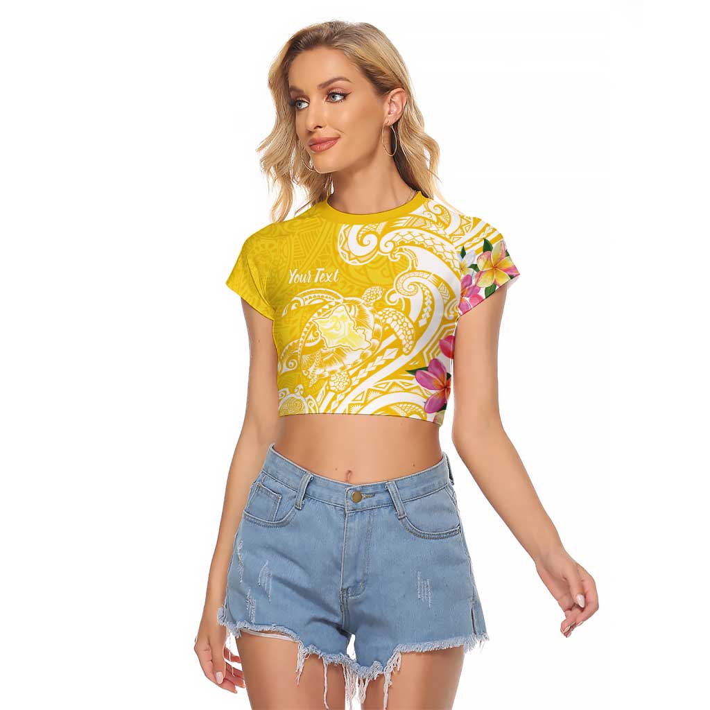 Aloha Oahu Island Personalized Raglan Cropped T Shirt Yellow Dreamy Turtle LT7 Female Yellow - Polynesian Pride