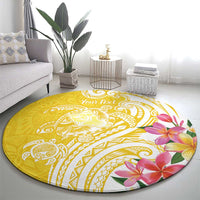 Aloha Oahu Island Personalized Round Carpet Yellow Dreamy Turtle