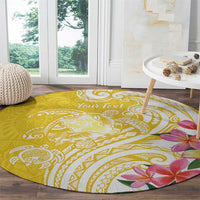 Aloha Oahu Island Personalized Round Carpet Yellow Dreamy Turtle