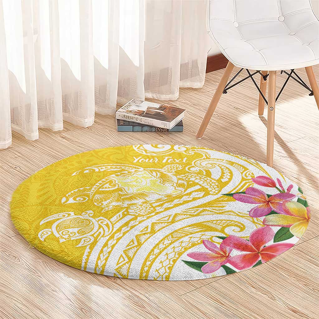 Aloha Oahu Island Personalized Round Carpet Yellow Dreamy Turtle