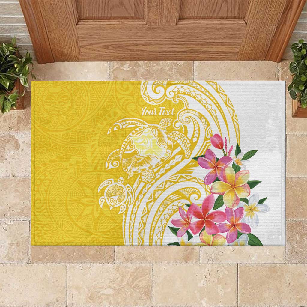 Aloha Oahu Island Personalized Rubber Doormat Yellow Dreamy Turtle LT7 Yellow - Polynesian Pride