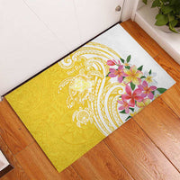 Aloha Oahu Island Personalized Rubber Doormat Yellow Dreamy Turtle LT7 - Polynesian Pride