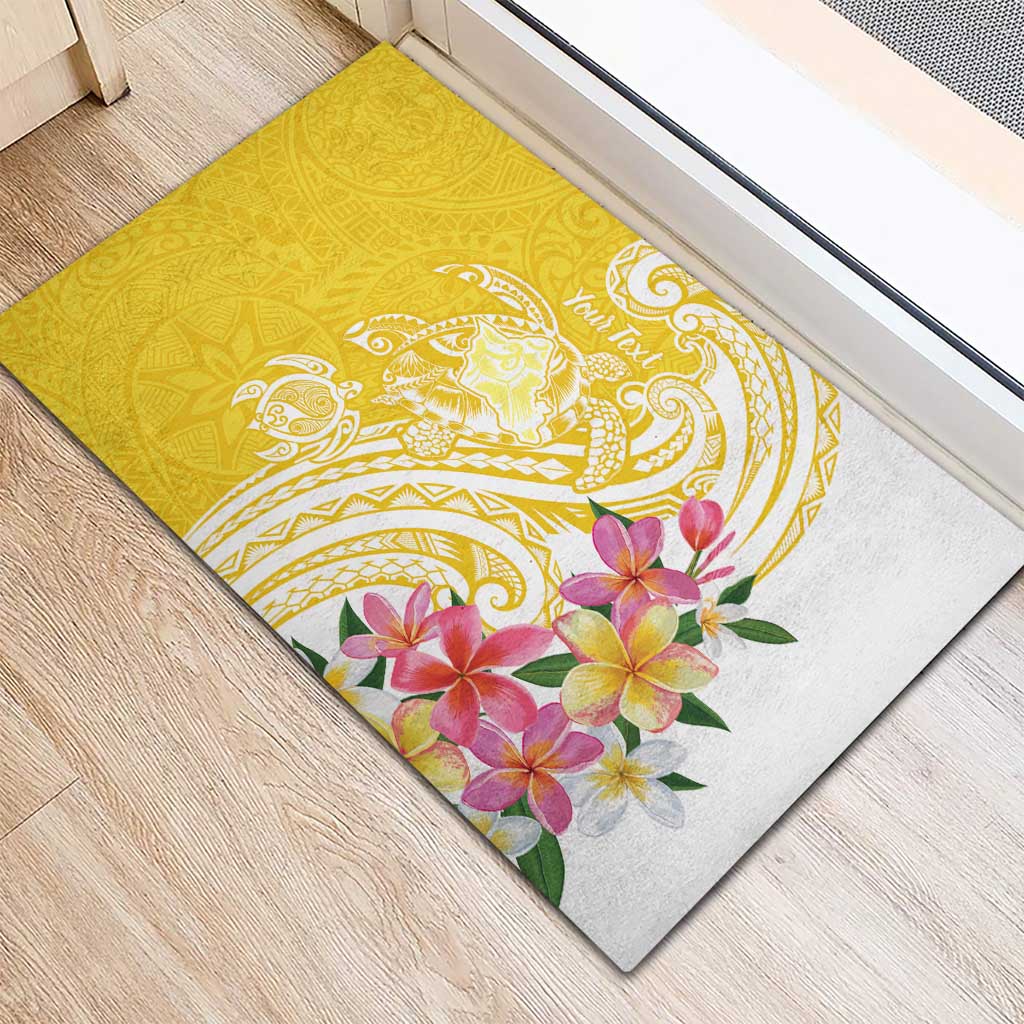 Aloha Oahu Island Personalized Rubber Doormat Yellow Dreamy Turtle LT7 - Polynesian Pride