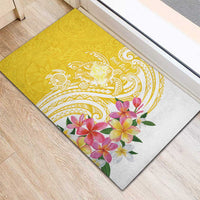 Aloha Oahu Island Personalized Rubber Doormat Yellow Dreamy Turtle LT7 - Polynesian Pride