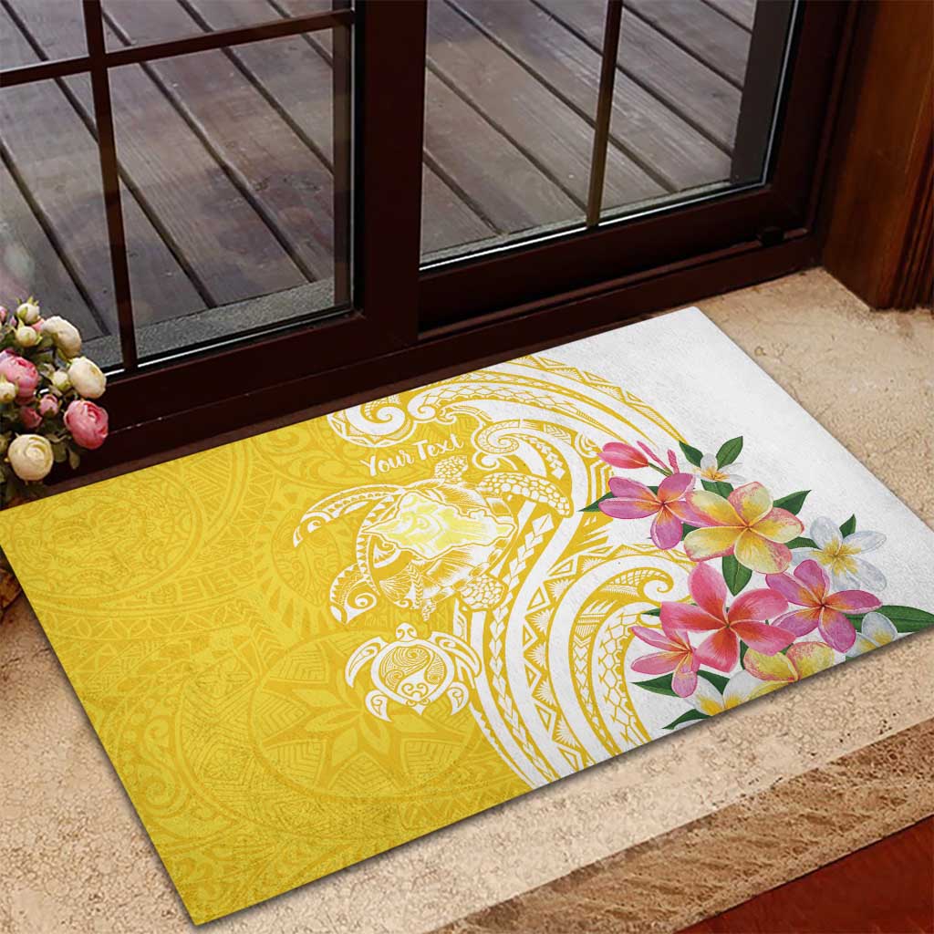 Aloha Oahu Island Personalized Rubber Doormat Yellow Dreamy Turtle LT7 - Polynesian Pride