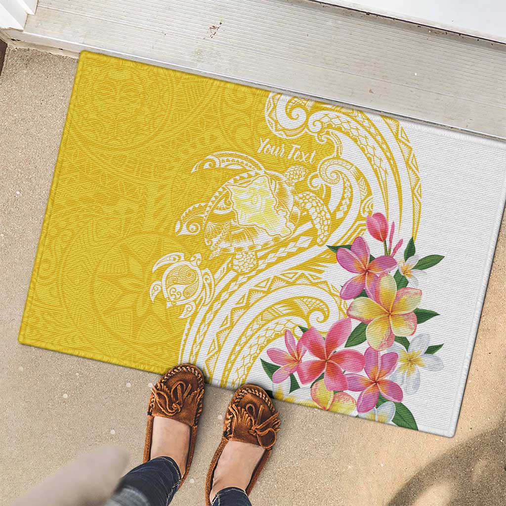 Aloha Oahu Island Personalized Rubber Doormat Yellow Dreamy Turtle LT7 - Polynesian Pride