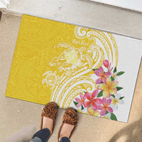 Aloha Oahu Island Personalized Rubber Doormat Yellow Dreamy Turtle LT7 - Polynesian Pride