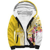 Aloha Oahu Island Personalized Sherpa Hoodie Yellow Dreamy Turtle