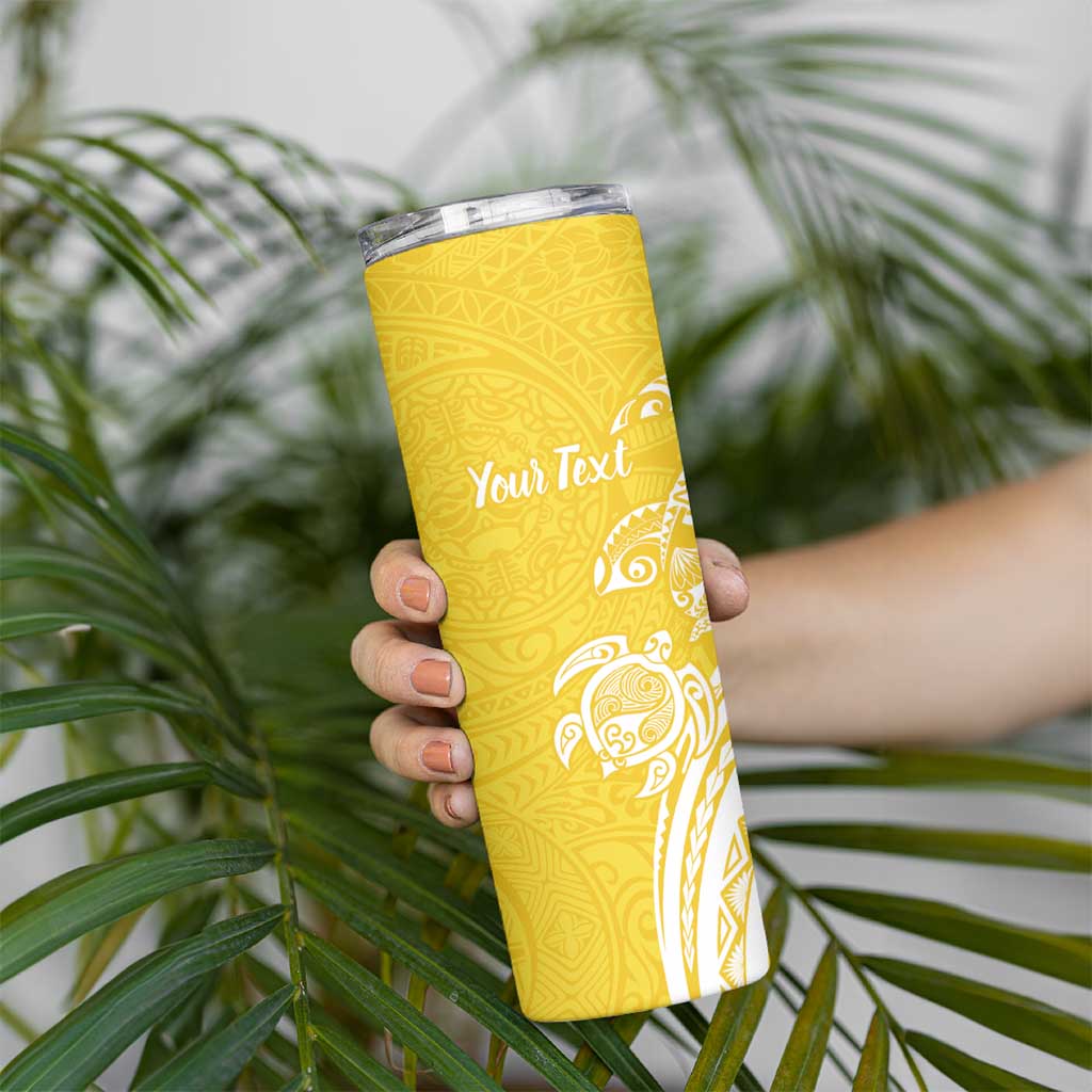 Aloha Oahu Island Personalized Skinny Tumbler Yellow Dreamy Turtle