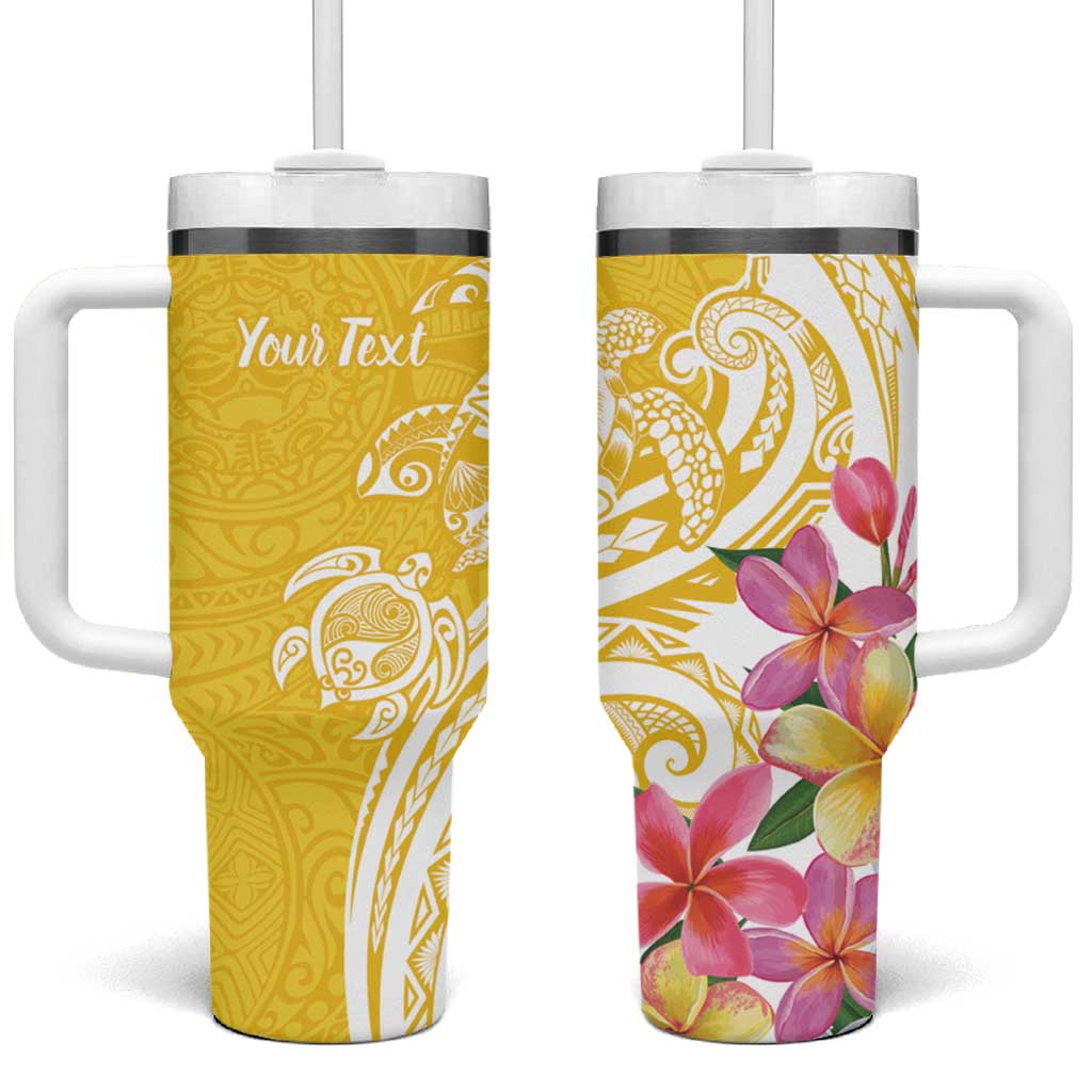Aloha Oahu Island Personalized Tumbler With Handle Yellow Dreamy Turtle LT7 One Size: 40 oz Yellow - Polynesian Pride