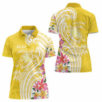 Aloha Oahu Island Personalized Women Polo Shirt Yellow Dreamy Turtle
