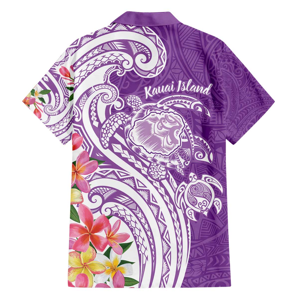 Aloha Kauai Island Personalized Family Matching Off The Shoulder Long Sleeve Dress and Hawaiian Shirt Lilac Dreamy Turtle