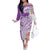 Aloha Kauai Island Personalized Family Matching Off The Shoulder Long Sleeve Dress and Hawaiian Shirt Lilac Dreamy Turtle