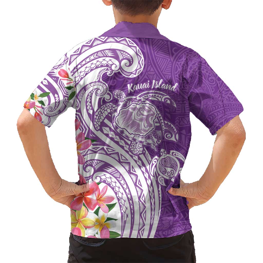 Aloha Kauai Island Personalized Kid Hawaiian Shirt Lilac Dreamy Turtle